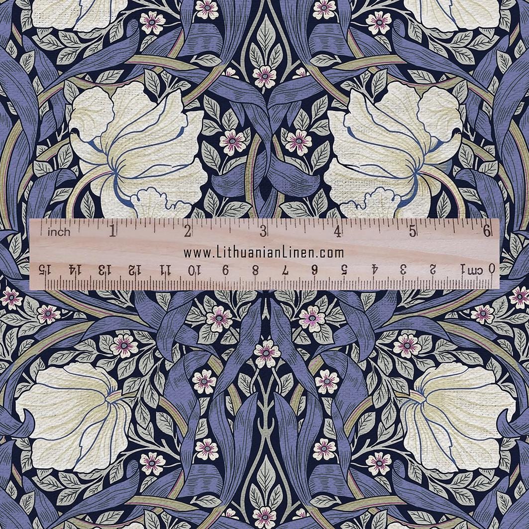William Morris Pimpernel 100% LINEN Art and Crafts Fabric - Victorian flax fabric - British historical pattern 2979B