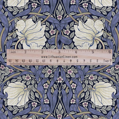 William Morris Pimpernel 100% LINEN Art and Crafts Fabric - Victorian flax fabric - British historical pattern 2979B