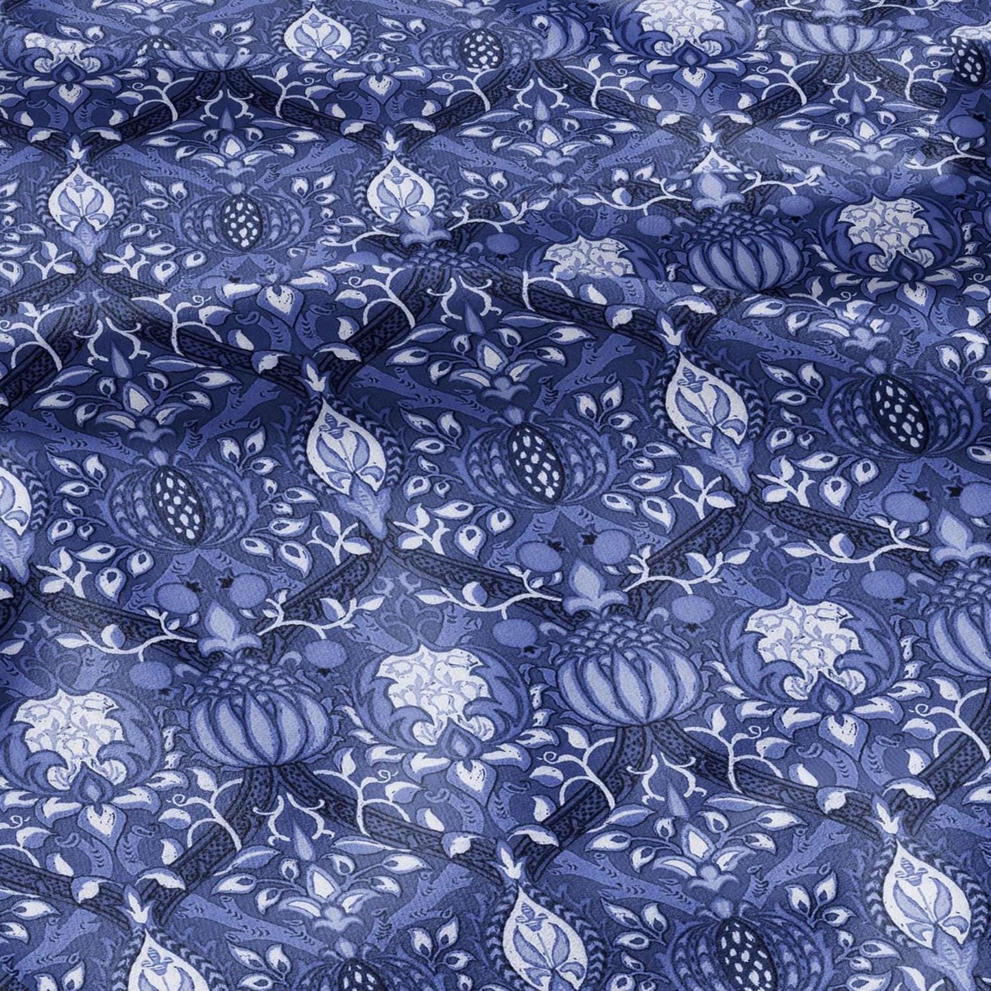 100% LINEN Fabric William Morris Granada blue print - British linen floral upholstery home textile Victorian fabrics 3234