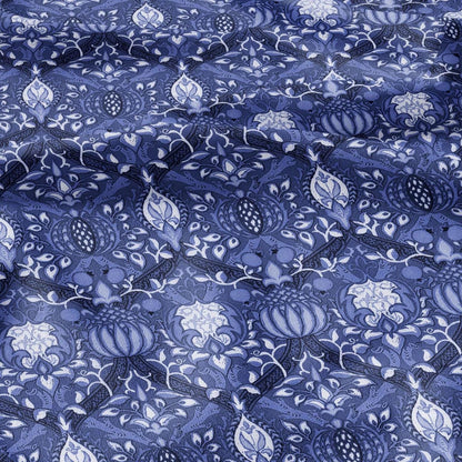 100% LINEN Fabric William Morris Granada blue print - British linen floral upholstery home textile Victorian fabrics 3234