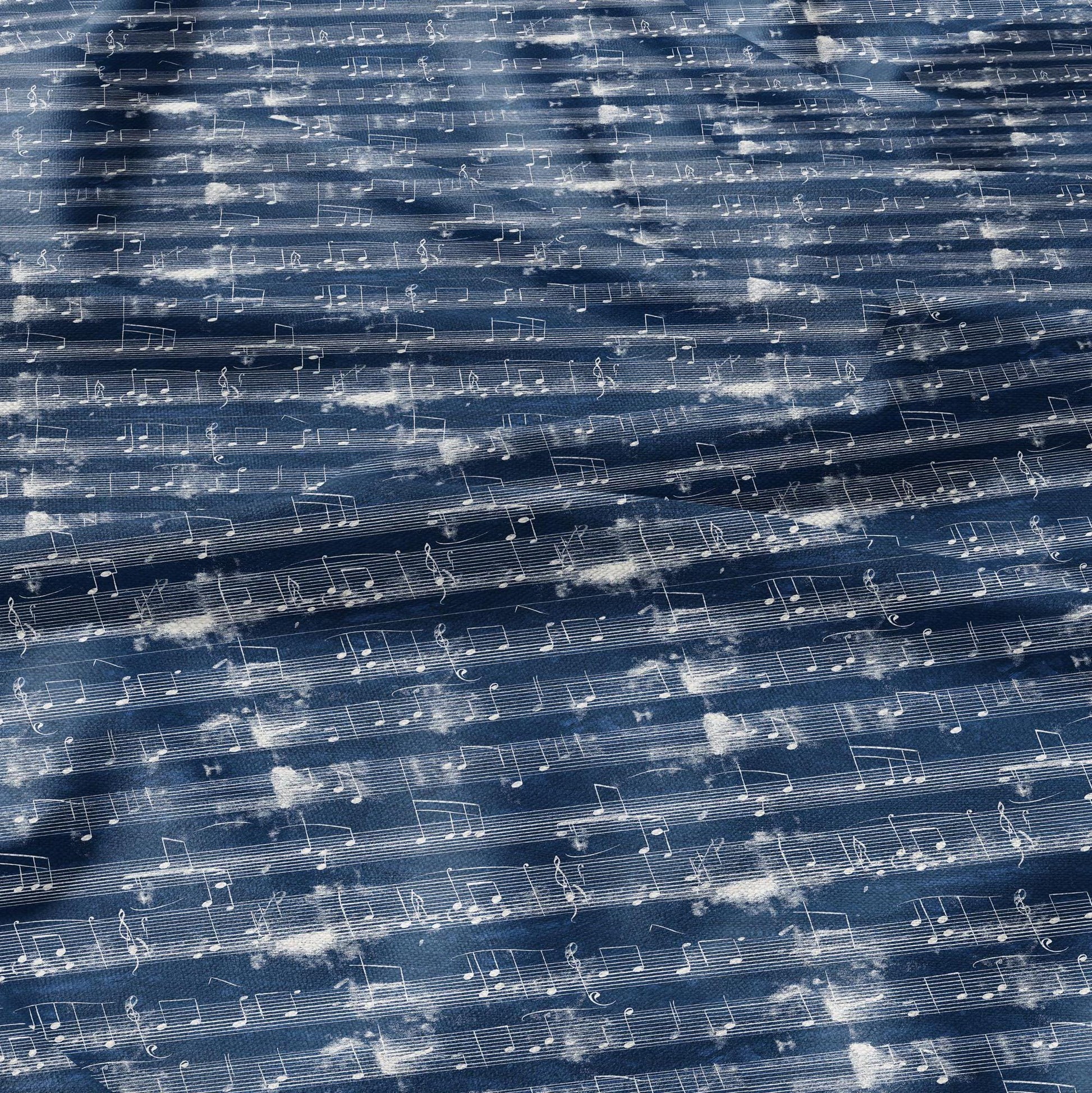 100% LINEN Fabric Music noted indigo blue - linen Fabric by the Yard by LithuanianLinen for upholstery dressmaking curtains home textile