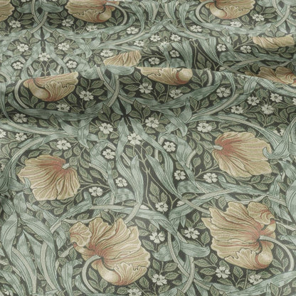 100% LINEN fabric - William Morris Pimpernel bayleaf green - British Victorian flax - sewing upholstery home decor or clothing 3820
