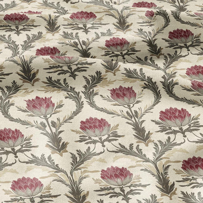 100% LINEN Fabric block print - , oatmeal natur linen fabric with blue floral print, heavy linen fabric for upholstery home decor 2014