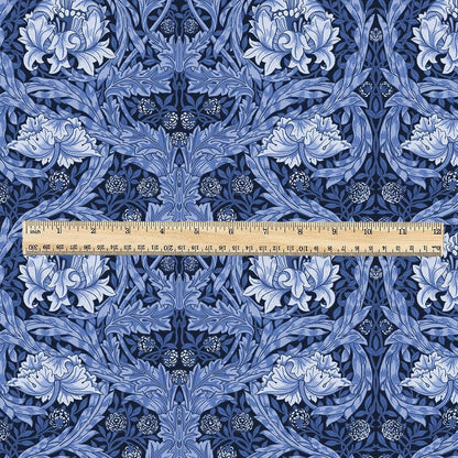 William Morris African Marigold blue 100% LINEN Fabric - British linen floral upholstery home textile Victorian fabrics 3645