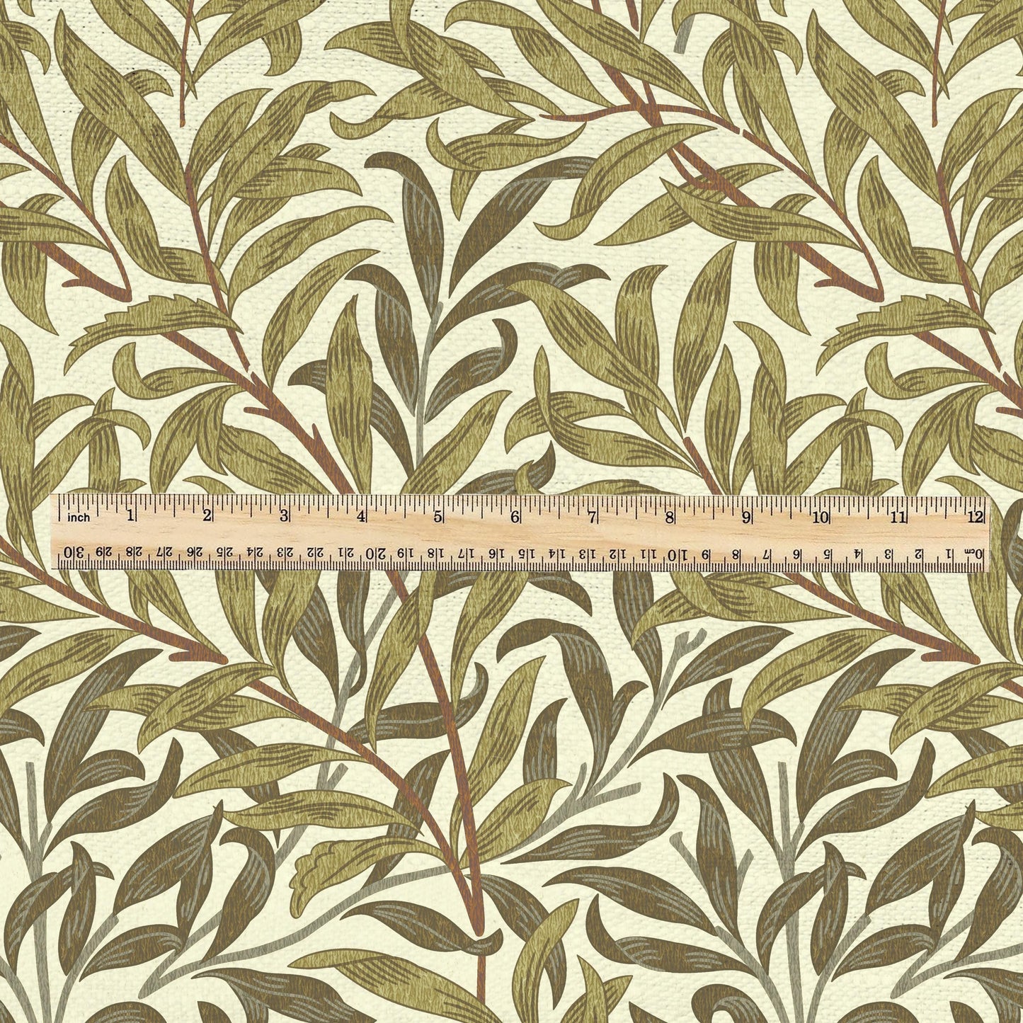 William Morris Willow Bough  100% LINEN Fabric - British linen floral upholstery home textile Victorian fabrics khaki 3220