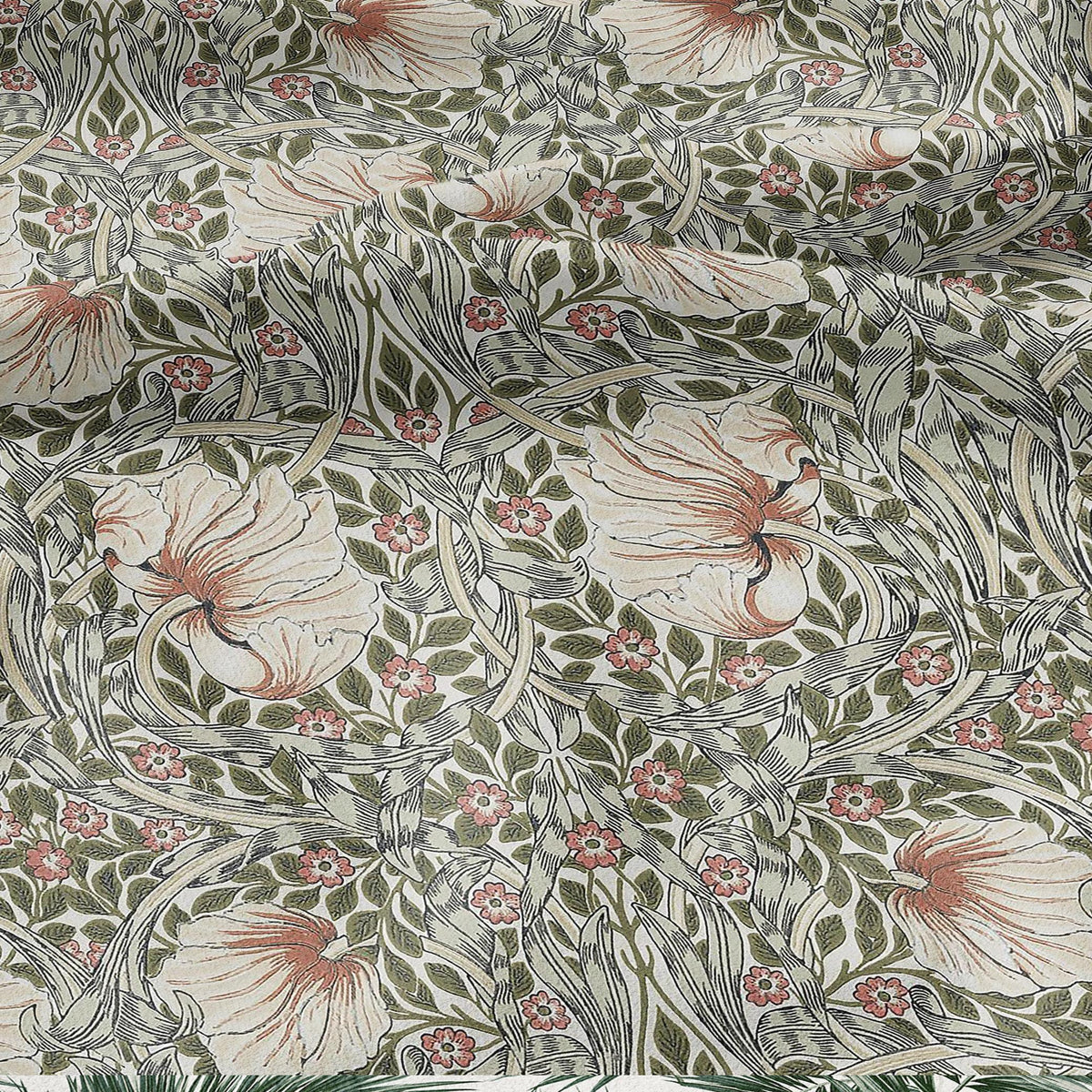 100% LINEN fabric - William Morris Pimpernel rose - British Victorian Art Craft flax - sewing upholstery home decor or clothing 3836