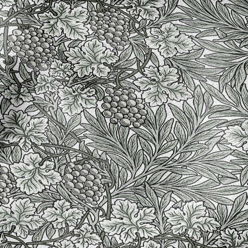100% LINEN Fabric William Morris Vine grape sage green print - British linen floral upholstery home textile Victorian fabrics 3267