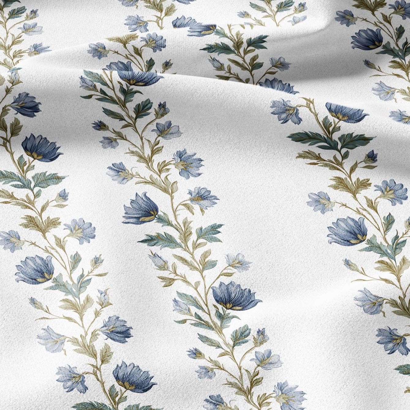 100% LINEN Fabric floral stripe print - for upholstery home decor - medium for dress making 2915
