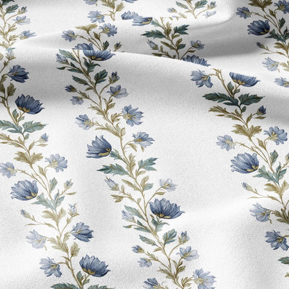 100% LINEN Fabric floral stripe print - for upholstery home decor - medium for dress making 2915