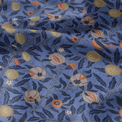 William Morris Fruits 100% LINEN Fabric - British linen floral upholstery - lemon Pomegranate home textile Victorian fabrics blue 3181
