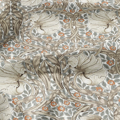 100% LINEN fabric - William Morris Pimpernel linen beige coral - British Victorian Art Craft flax - sewing home decor or clothing 3811