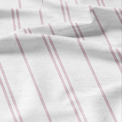 100% LINEN Fabric Herritage red Striped print -  on oatmeal or white linen for upholstery curtains dress making 2844