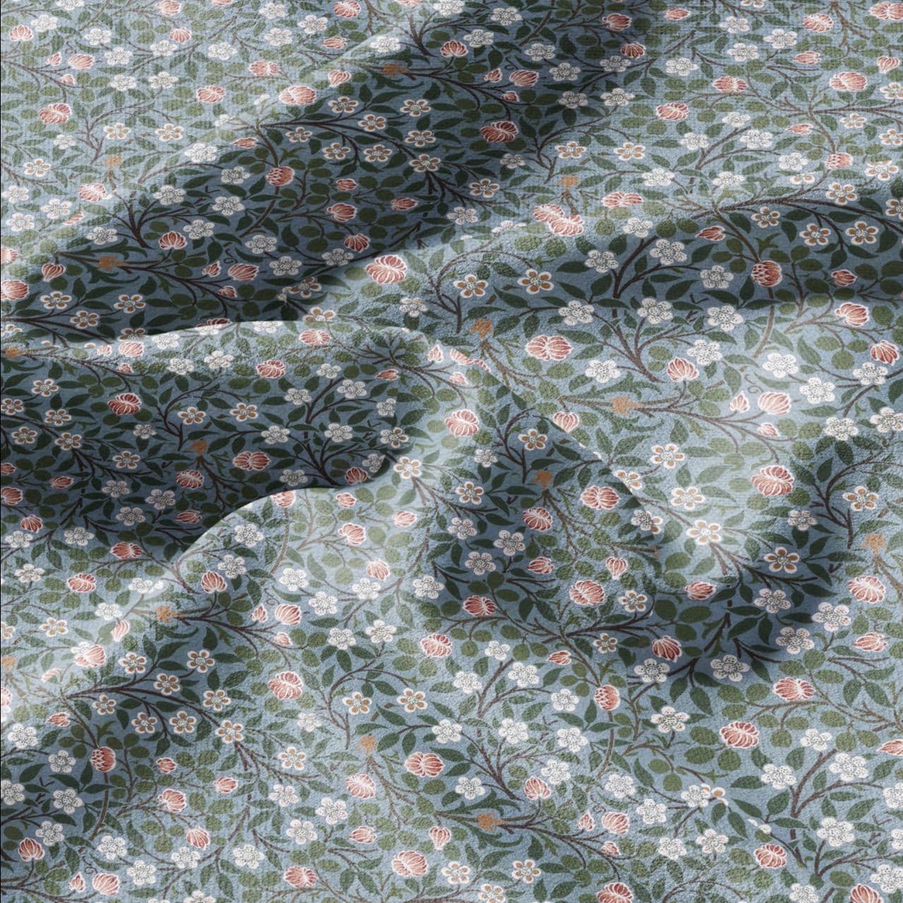 100% linen fabric William Morris Clover print - Victorian Art crafts blossom - Historical pattern fabric upholstery dress making 3026