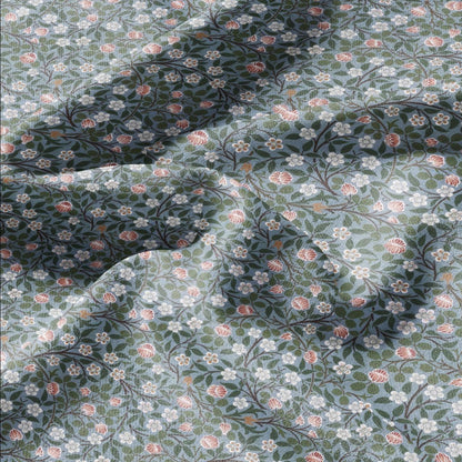 100% linen fabric William Morris Clover print - Victorian Art crafts blossom - Historical pattern fabric upholstery dress making 3026