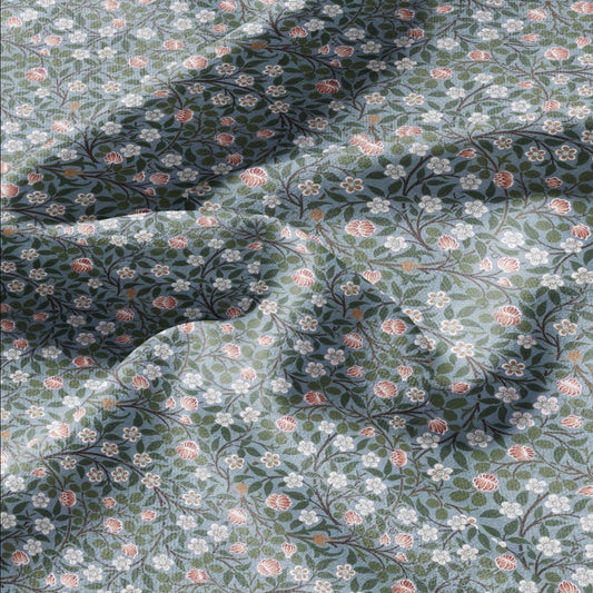 100% linen fabric William Morris Clover print - Victorian Art crafts blossom - Historical pattern fabric upholstery dress making 3026