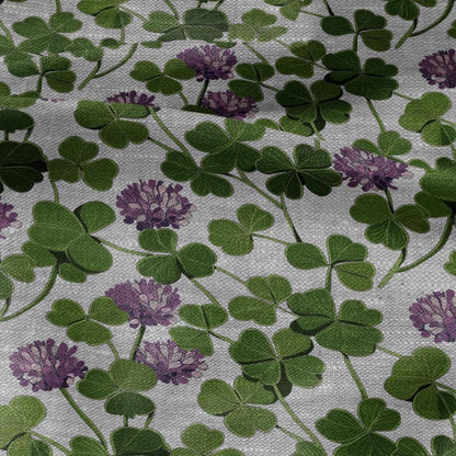 100% LINEN Fabric print Clover - oatmeal linen fabric with floral blossom print - heavy for upholstery home decor clothing 3040