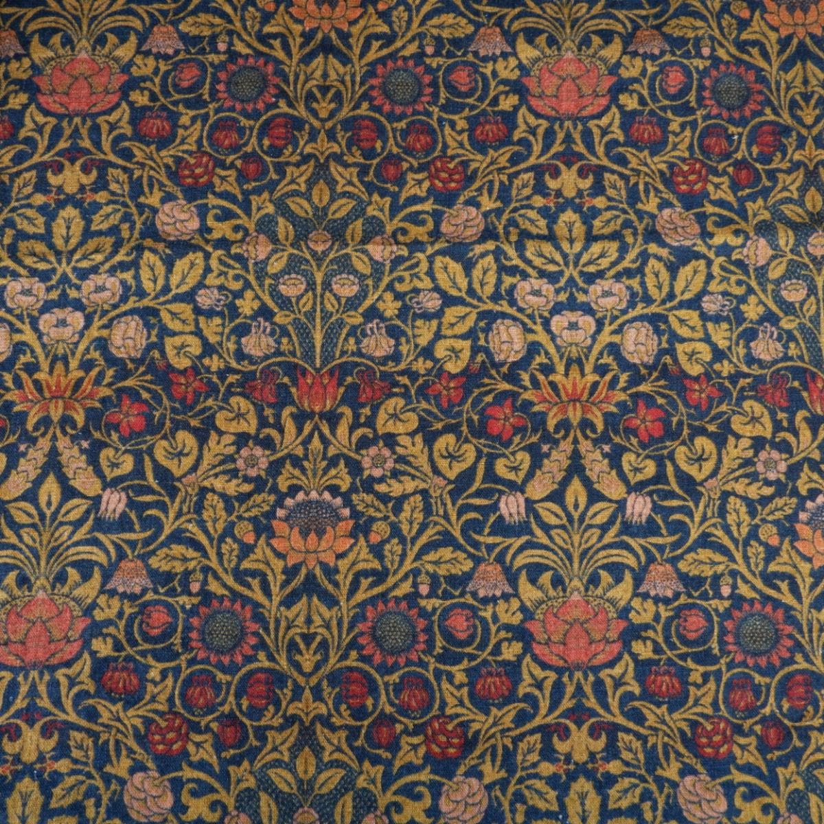 William Morris SUNFLOWER Blue tapestry 100% LINEN Fabric, British design linen floral upholstery home textile Victorian fabrics 2108