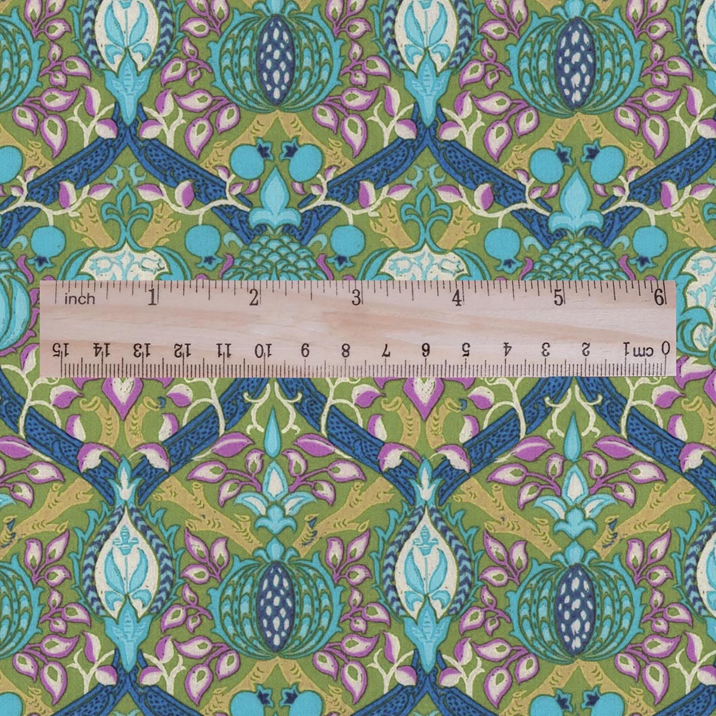 100% LINEN Fabric William Morris Granada print - British linen floral upholstery home textile Victorian fabrics green blue 3223