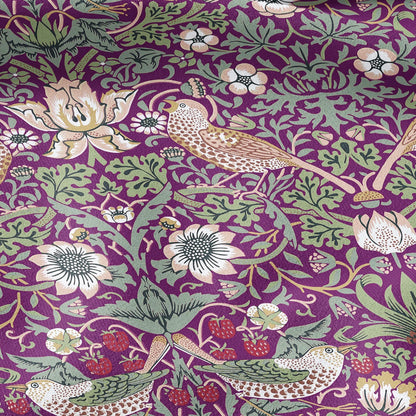 100% LINEN fabric - William Morris Strawberry thief purple - British Victorian Art Craft flax - sewing home decor or clothing 3866