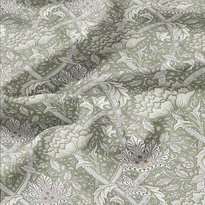 William Morris Windrush green print on 100% LINEN - Victorian Art crafts linen Fabric