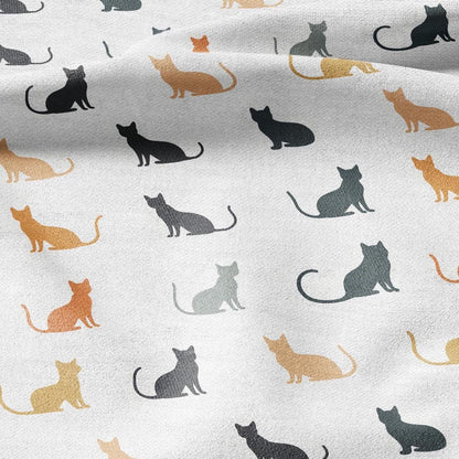 100% LINEN Fabric cat print - animal print fabric for upholstery home decor dress making 2136