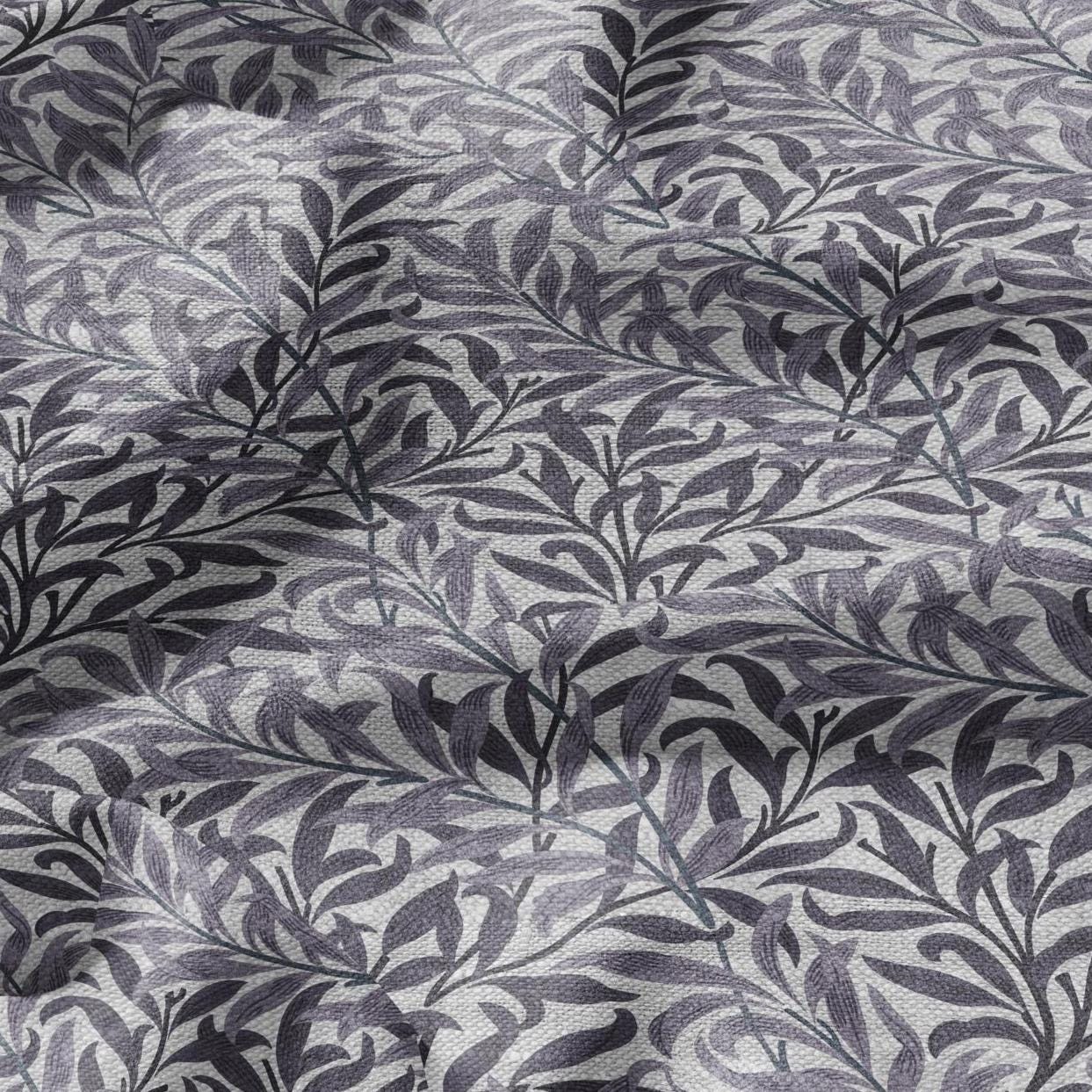 100% LINEN Fabric William Morris Bough Willow - oatmeal natur linen fabric with botanical print - Victorian Art Craft Historical 3186