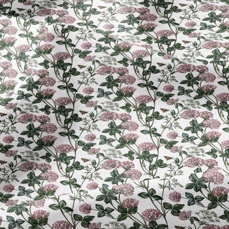 100% linen fabric Clover blossom - floral couture upholstery home textile botanical fabrics 3727