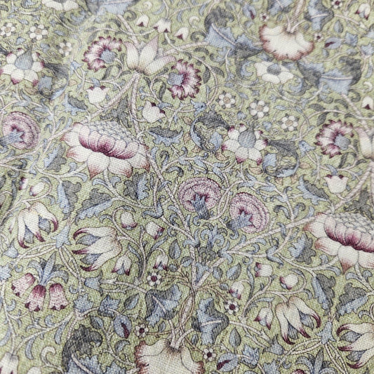 William Morris Loddon grey green print on 100% LINEN - Victorian Art crafts linen Fabric - botanical Historical upholstery home textile 2552
