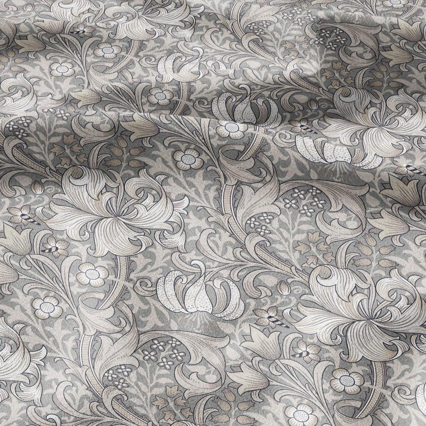 100% LINEN Fabric William Morris Golden Lily Beige print- British linen floral upholstery home textile Victorian fabrics 3214