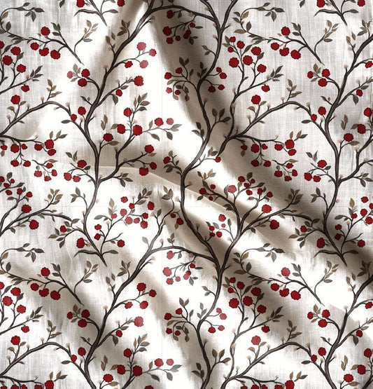 100% LINEN Fabric block print, oatmeal natur linen fabric festive print, heavy linen fabric for upholstery home decor