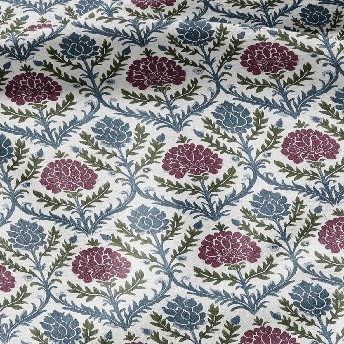 100% LINEN Fabric floral print - Grandmillennial - Modern vintage flower upholstery curtains dress making 2936