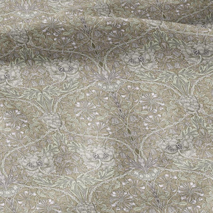 100% linen fabric William Morris Honeysuckle pastel beige print - Victorian Art crafts - 2979P - Historical pattern upholstery dress making