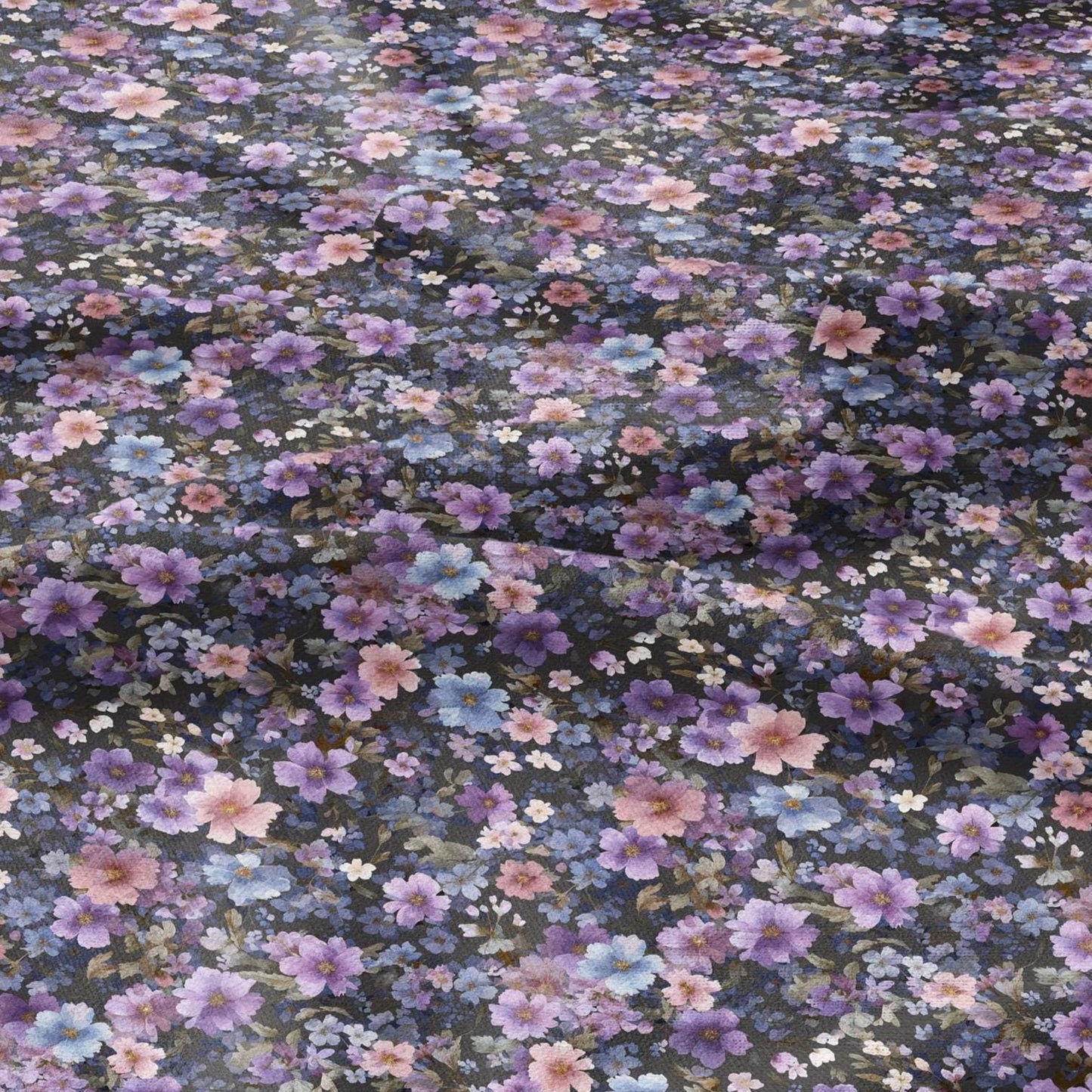 Romantic Garden wild flowers Linen Fabric  – Vintage Watercolor Pattern  for Sewing Vintage-inspired Clothing & Crafts  2707