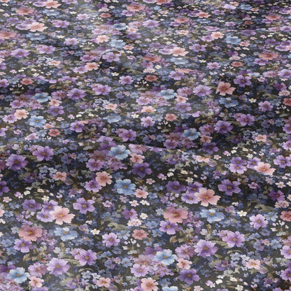 Romantic Garden wild flowers Linen Fabric  – Vintage Watercolor Pattern  for Sewing Vintage-inspired Clothing & Crafts  2707