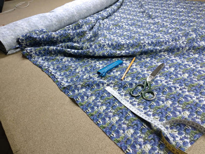 100% linen fabricwith cornflower print -  Medium weight  or heavy  -  for blouses dresses curtains scarves 059