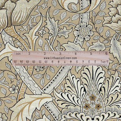 William Morris Windrush beige print on 100% LINEN - Victorian Art crafts linen Fabric - botanical Historical upholstery home textile