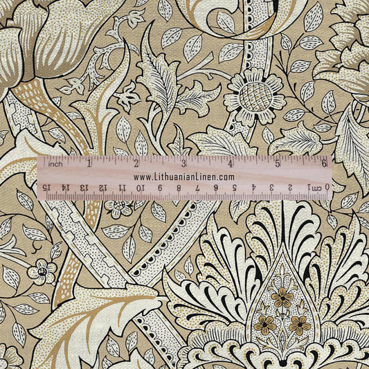 William Morris Windrush beige print on 100% LINEN - Victorian Art crafts linen Fabric - botanical Historical upholstery home textile