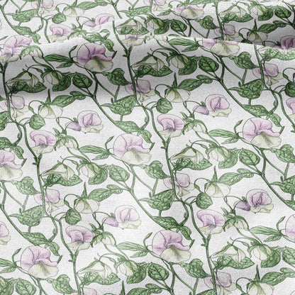 100% LINEN Sweet PEA Art and Crafts Fabric -  flax linen fabric botanical floral for cushion curtains dress making