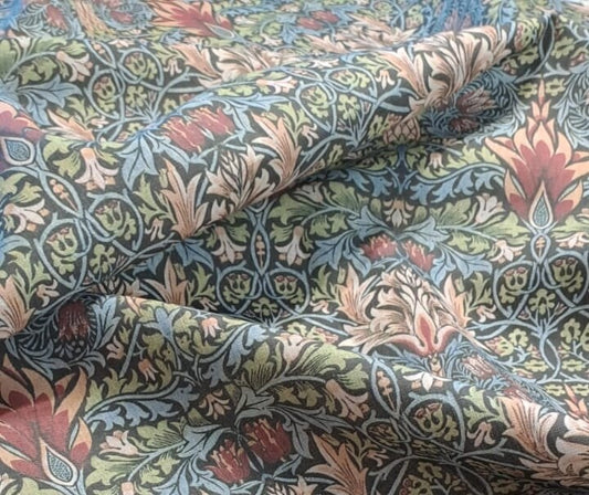 William Morris Snakehead 100% LINEN  Art and Crafts Fabric , William Morris 200gsm flax linen fabric botanical floral
