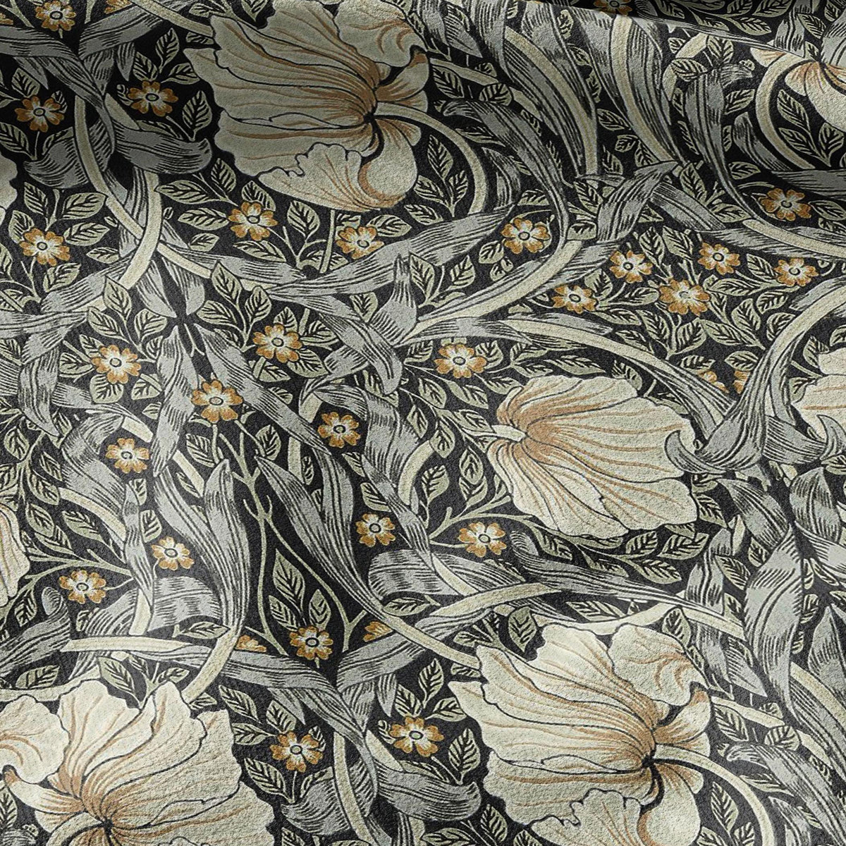 100% LINEN fabric - William Morris Pimpernel sage green -  British Victorian Art Craft flax - sewing upholstery home decor or clothing 3817