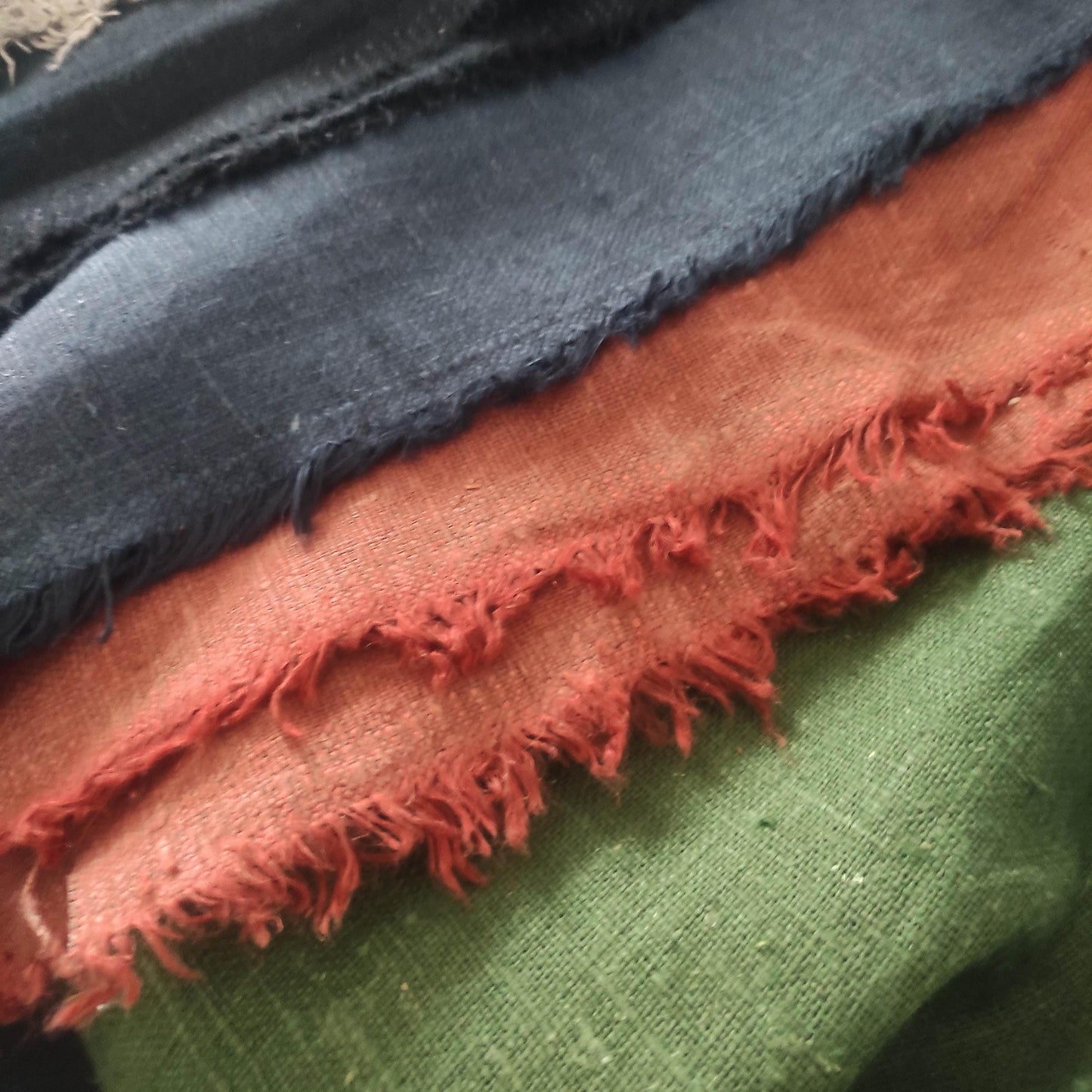Linen fabric - extra heavy - rustic coarse natural Lithuanian linen - washed natural black red green blue