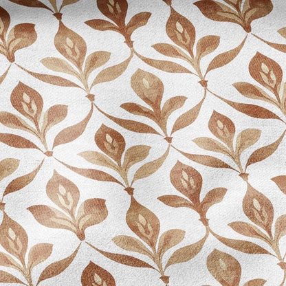 100% LINEN Fabric Beige floral print - retro sepia brown flower - for upholstery home decor - medium for dress making 2909