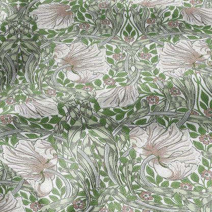 100% LINEN fabric - William Morris Pimpernel apple green - British Victorian Art Craft flax - sewing upholstery home decor or clothing 3838