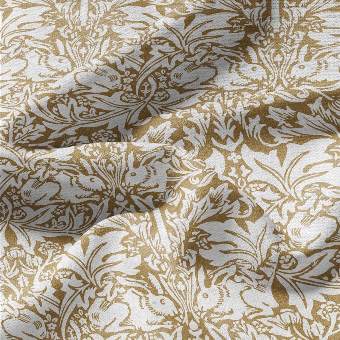 William Morris Brer rabbit yellow print 100% LINEN Fabric - British linen floral upholstery home textile Victorian fabrics 3012