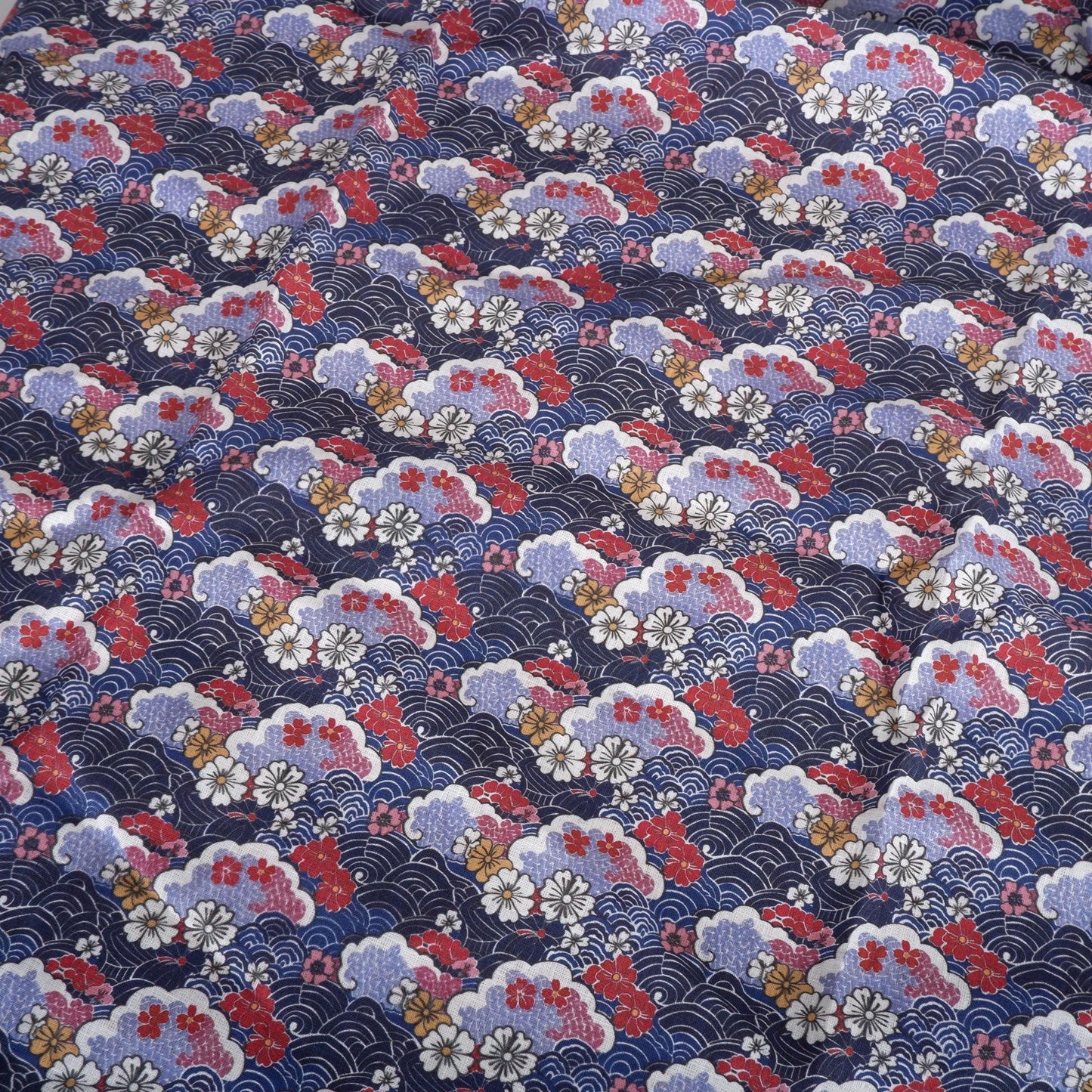 100% LINEN Fabric Japanese Ikigai Print- Kimono print linen Fabric by the Yard LithuanianLinen upholstery dressmaking curtains home textile