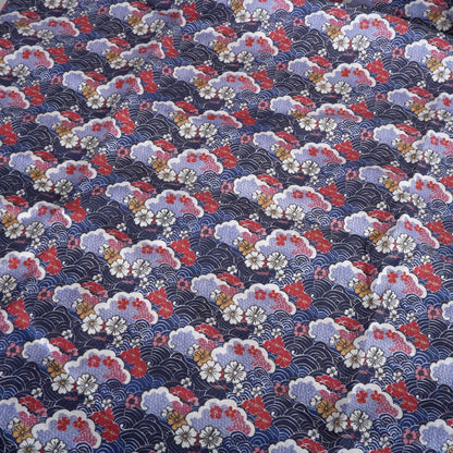 100% LINEN Fabric Japanese Ikigai Print- Kimono print linen Fabric by the Yard LithuanianLinen upholstery dressmaking curtains home textile