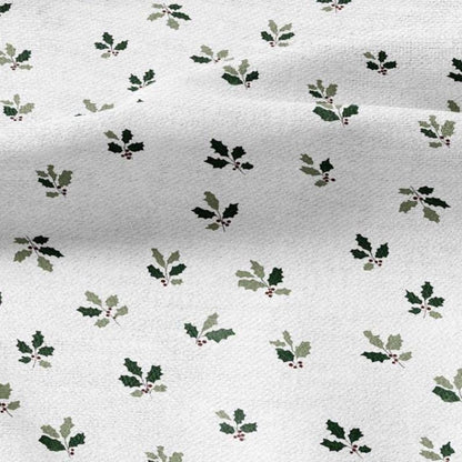 100% LINEN Fabric Leaves tiny green print - Mid-century modern botanical stripe upholstery home textile artisan green white 3094
