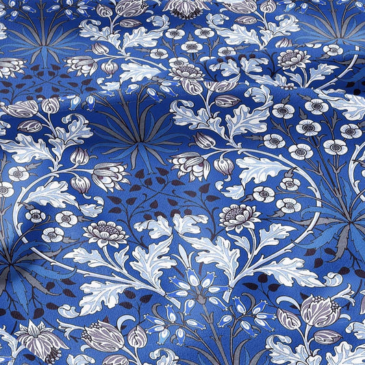 100% LINEN Fabric William Morris Hyacinth blue print - British linen floral upholstery home textile Victorian fabrics navy blue 3146