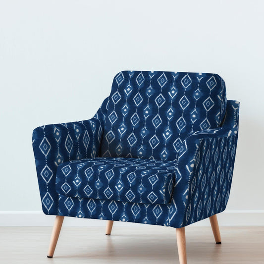 100% LINEN Fabric UPHOLSTERY 12oz - Indigo Shibori Stripe - Modern Geometric Dark Blue Neutral Tiled Minimal upholstery 2985