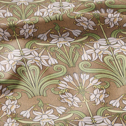 100% linen Art Nouveau Print fabric for Curtain Upholstery Cushion - Floral fabric Jonquil - fabric material for dress making sewing